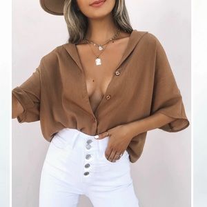 VICI Brown Button Down Blouse